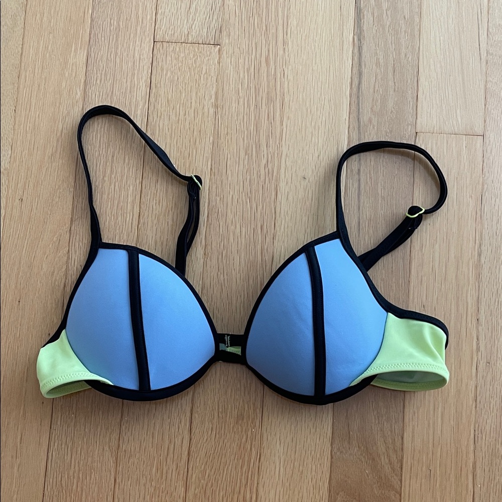 Victoria's Secret Blue and Yellow Bikini Top